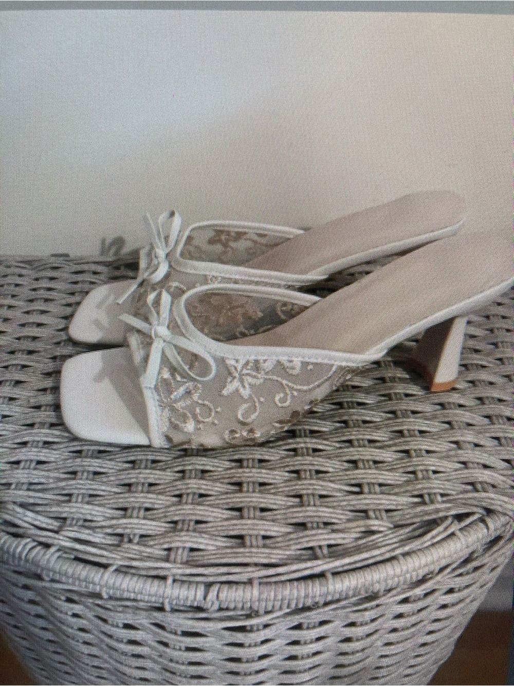 White Embroidered Open-Toe Kitten Heel Mules